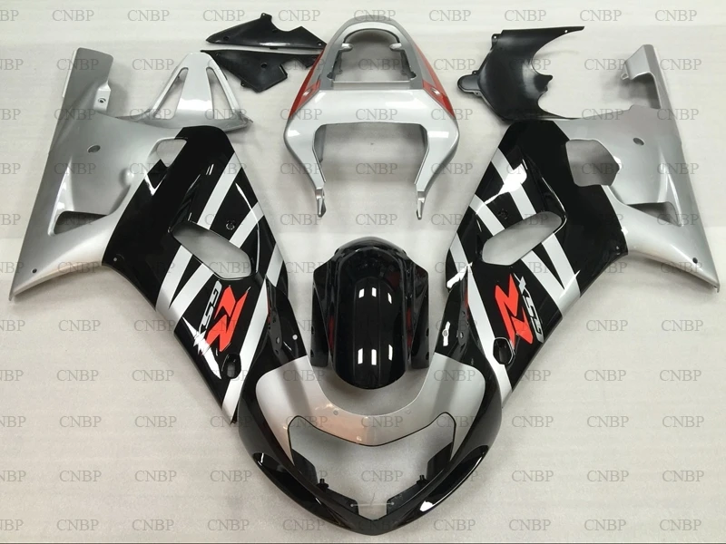 

GSXR600 GSXR750 GSXR1000 2001 Plastic Fairings GSX R 600 750 1000 2000 - 2003 K12 Silver Black 2003 Fairing