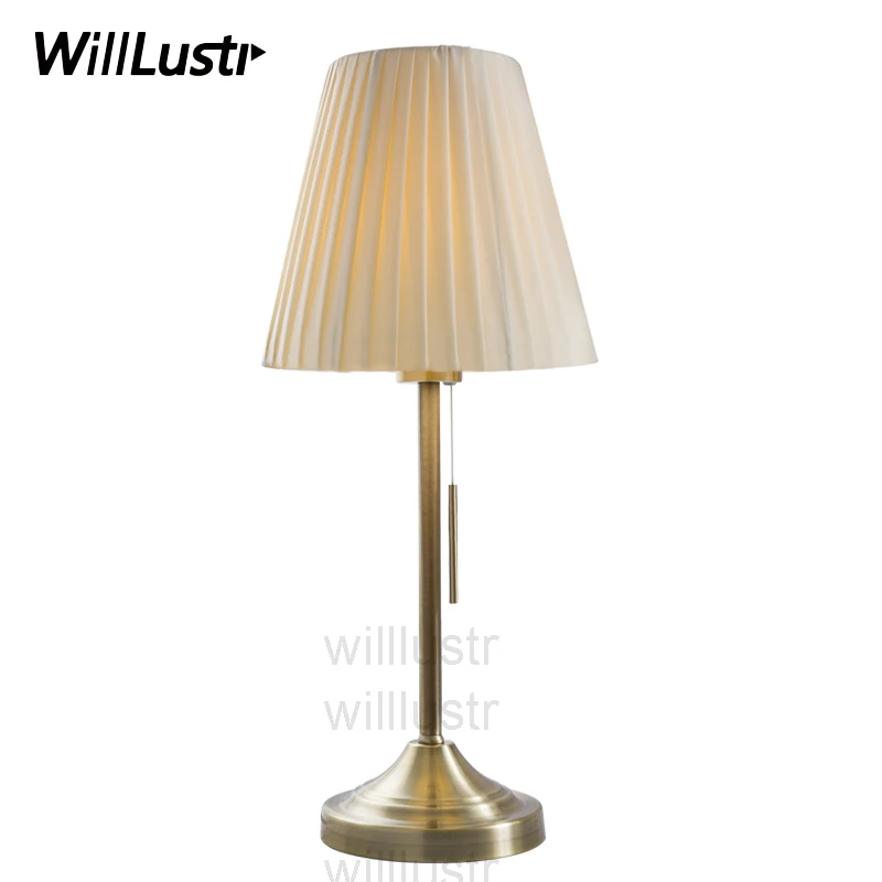 

New table lamp modern design light desk lighting living room study bedside foyer bedroom beige red fabric shade bronze fixture