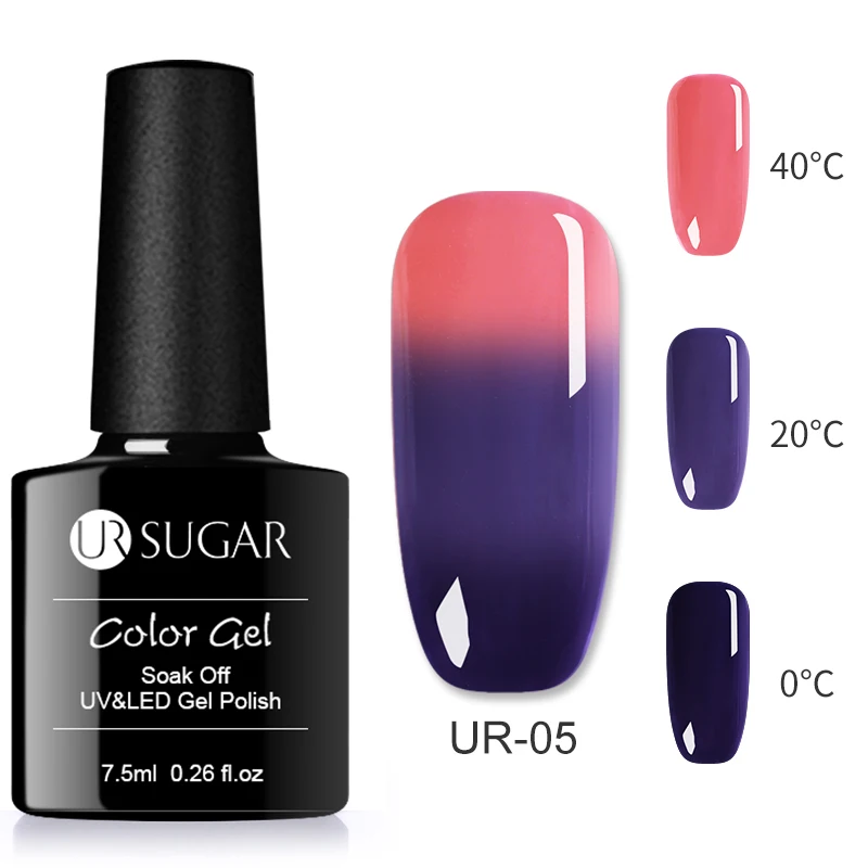 Ur Sugar, 7,5 мл, термо-гель для ногтей, меняющий цвет, блестящий блеск, долговечный, впитывающий УФ-гель для ногтей, лак - Цвет: 5