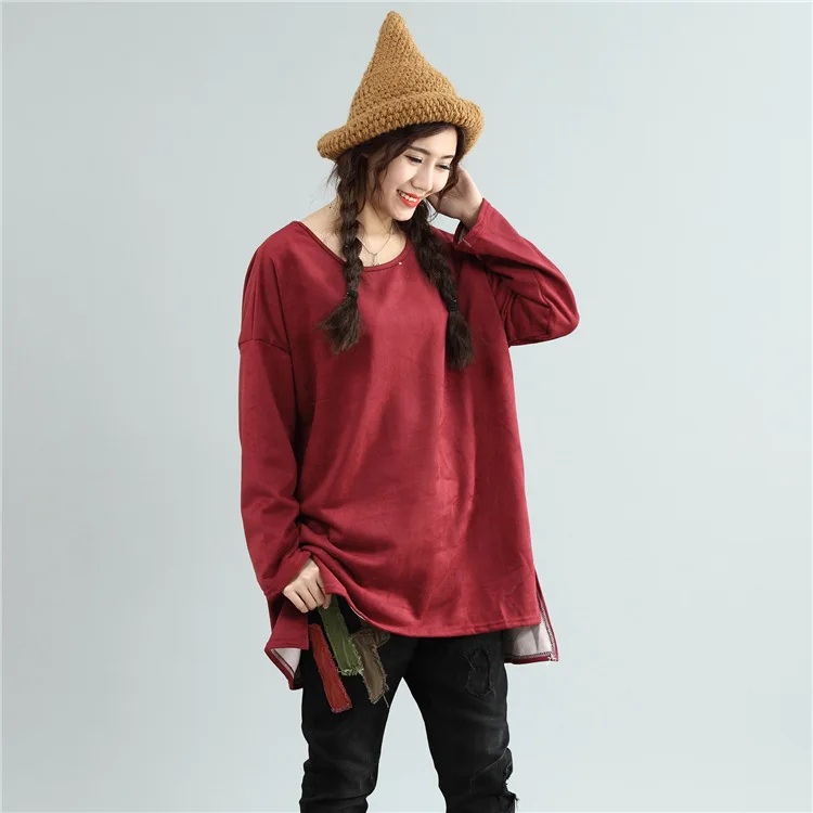 2017 Autumn&winter Oversized T Shirt Women Korean Fashion Casual Solid Color Terry Cotton Harajuku Long Sleeve T Shirt Plus Size