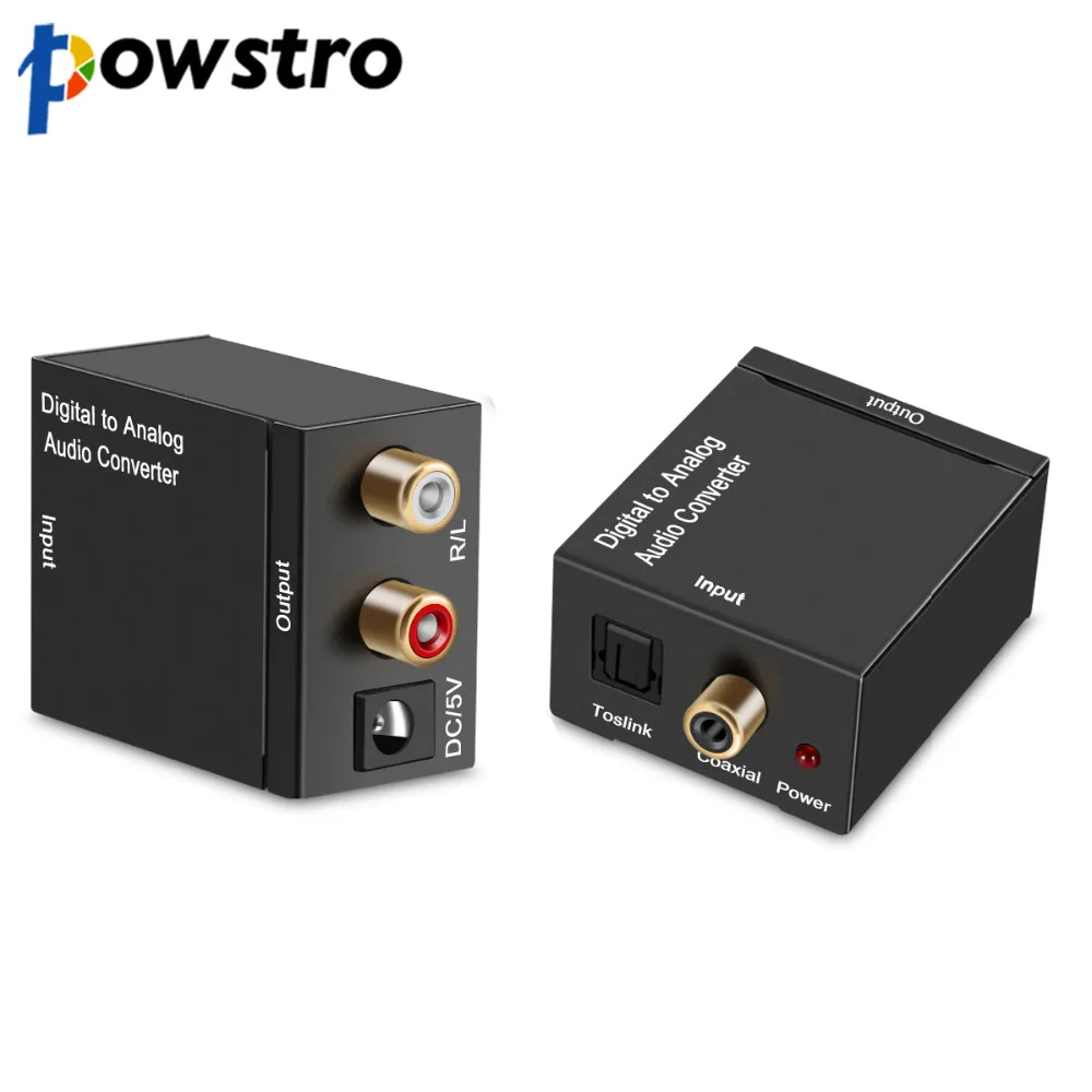 

Powstro 3.5mm Optical Coaxial Toslink Digital to Analog Audio Converter Adapter Coaxial Toslink Audio to RCA L/R Audio