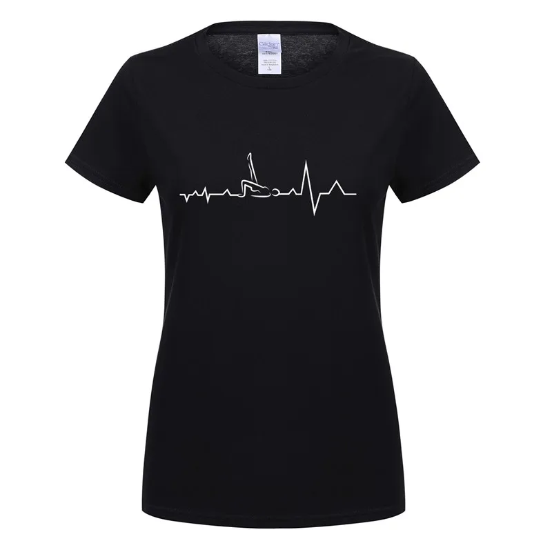 

Omnitee Summer Heartbeat Of Pilates T Shirt O-neck Cotton Short Sleeve Woman Tshirt Female Girl Pilates T-shirt Tee OT-695