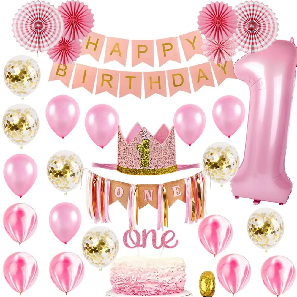 

FENGRISE 1st Birthday Decoration Happy Birthday Party Decoration Kid One Year First Birthday Girl Boy Party Supplies Baby Shower