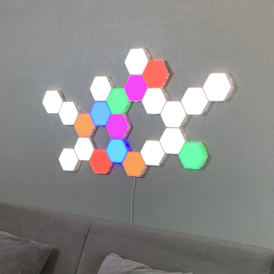 Quantum LED Light Hexagonal 8 Night Light Modular Touch Light Wall Lamp White