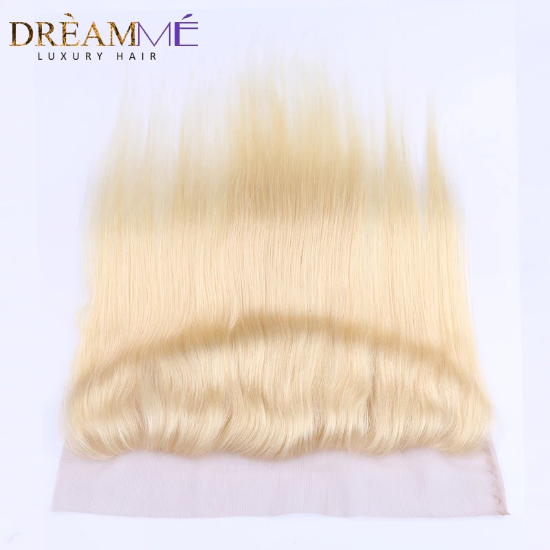 613 блонд Кружева Фронтальная Закрытие бразильские прямые волосы 13x4 Закрытие человеческих волос светло-коричневый Remy Dreamme волосы