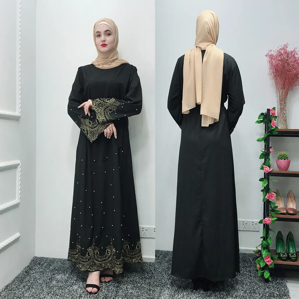 Женское ажурное embroi длинное обтягивающее платье открытый кардиган «абайя» мусульманское дубайское платье