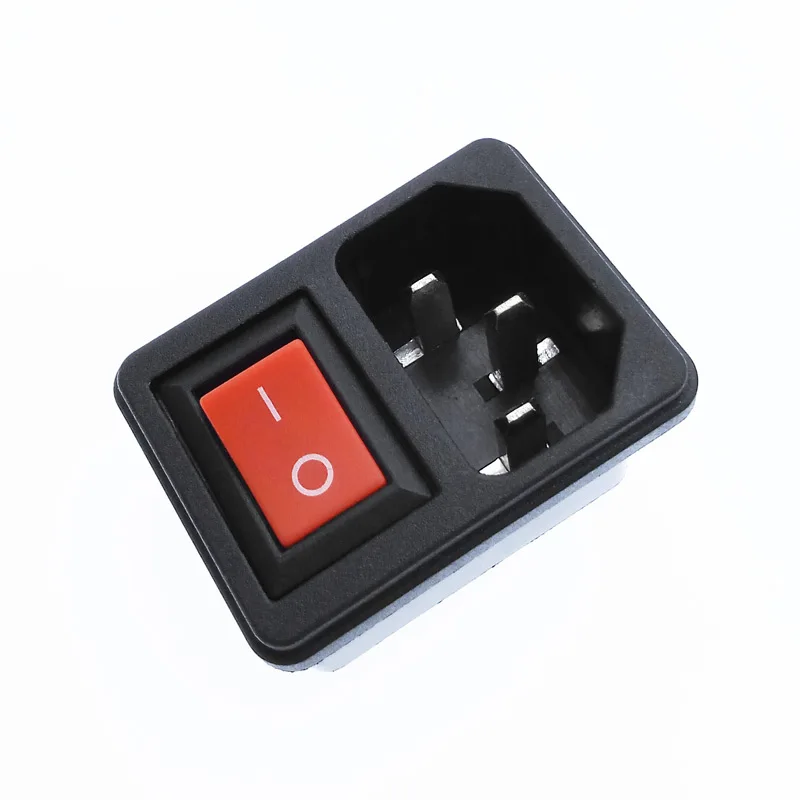 

Red AC power Socket outlet Rocker Switch C14 high quality socket 10 A 2 Pins
