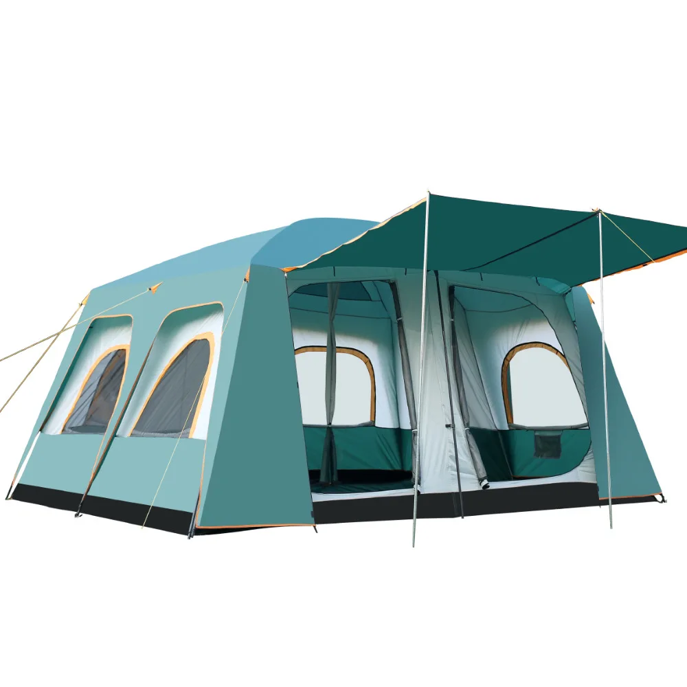 Новое поступление специальный подлинный бренд анти шторм 8 человек 2 спальни Мультиплеер двойной открытый палатка - Цвет: Синий