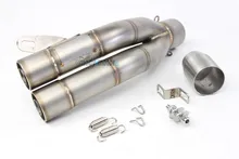 MGOD Universal 51 mm Demon Double Holes Stainless Steel Tube Motorcycle Pipe Exhaust Muffler Motorbike Muffler