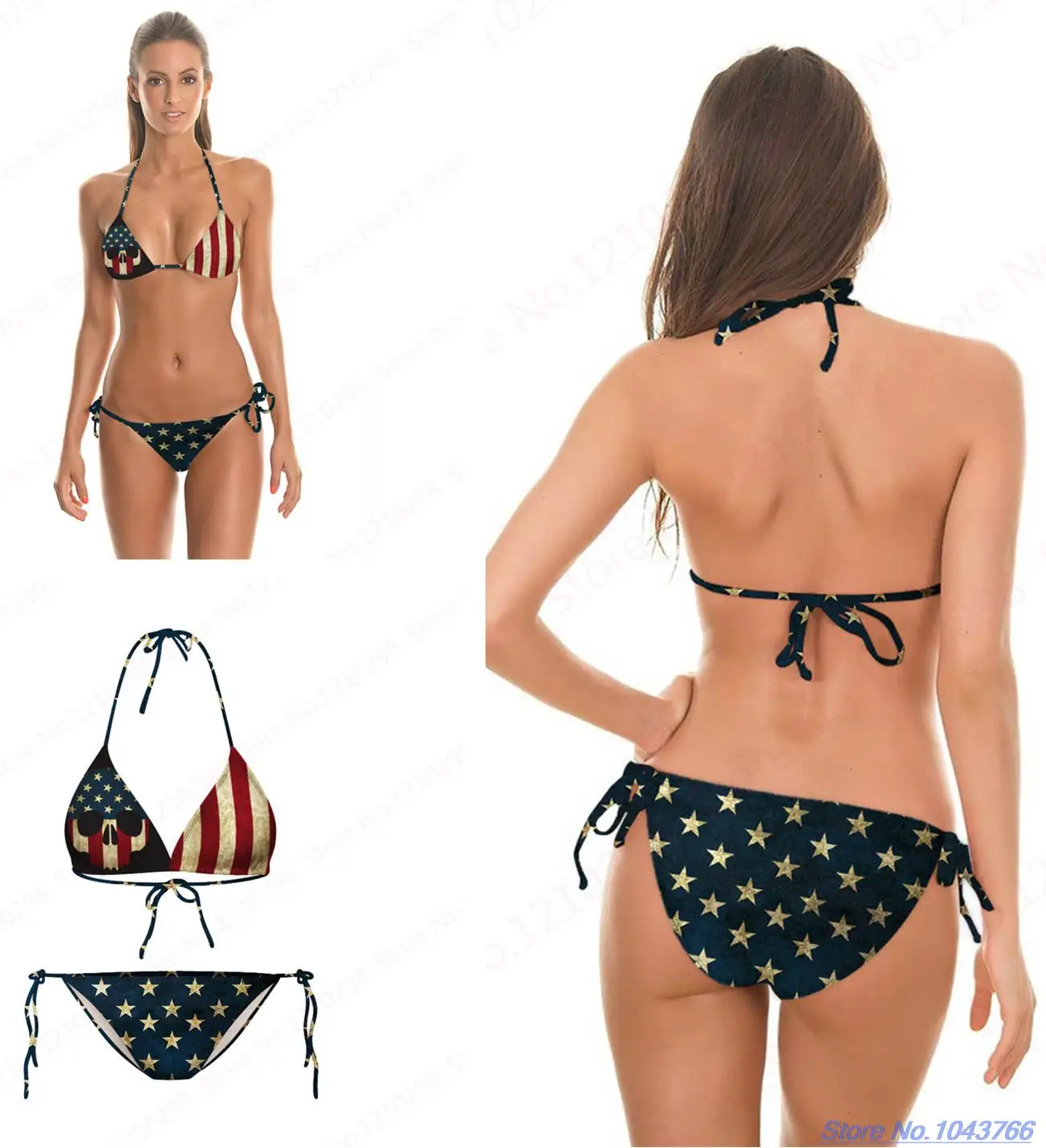 push up american flag bikini