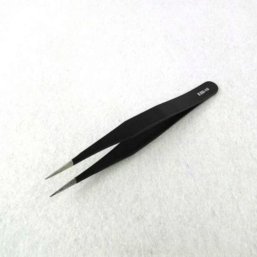 HRC40 Degrees Multifunction anti-static Antimagnetic sharp point Stainless Steel Tweezers ESD-10 for Repairing Tools