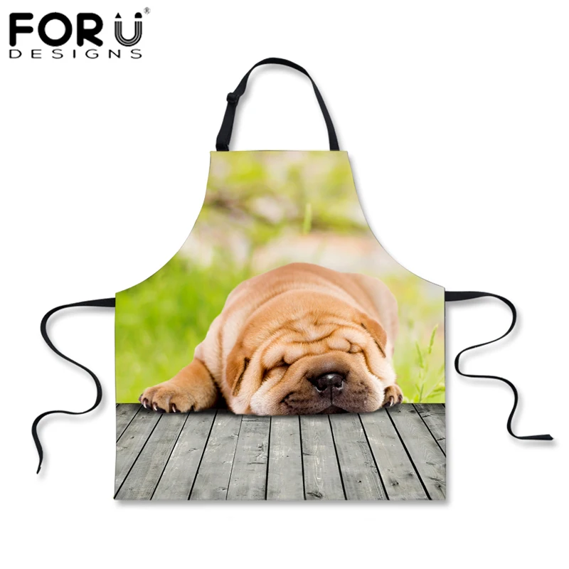 FORUDESIGNS 3D Lazy Pet Dog Apron Funny Women Man Chef Cooking Tablier