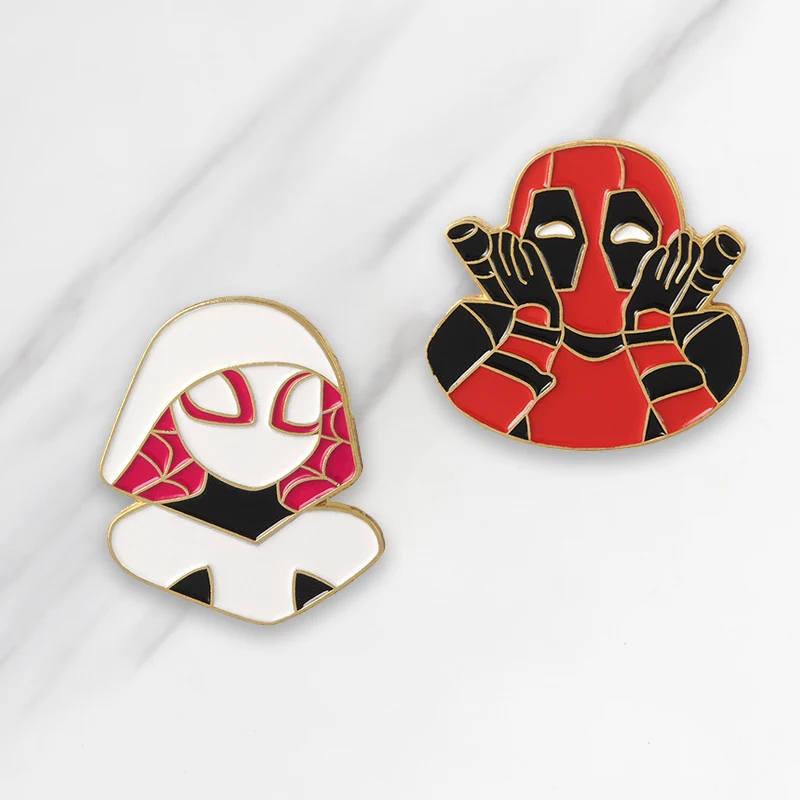 

Deadpool Spider Gwen Soft Enamel Brooches Marvel Hero Pins for clothes Shirt Bag Hat Badge Anime Jewelry Gift for Kids Friends