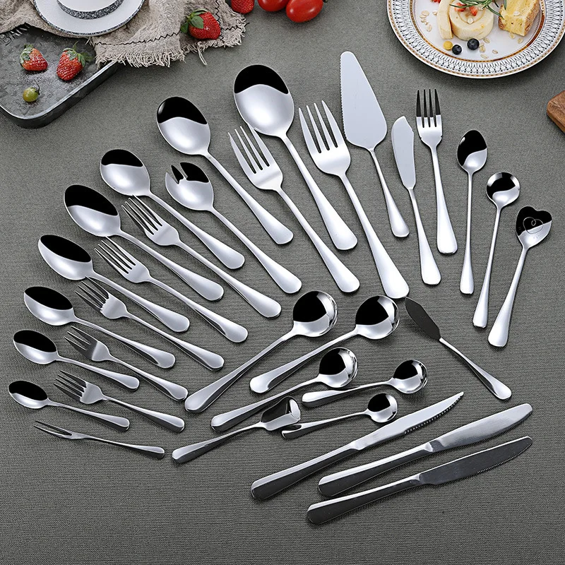 

Stainless Steel Flatware Cutlery Mirror Polished Silverware Elegant Utensil tableware with Knife Fork Spoon for Home Kitchen Bar