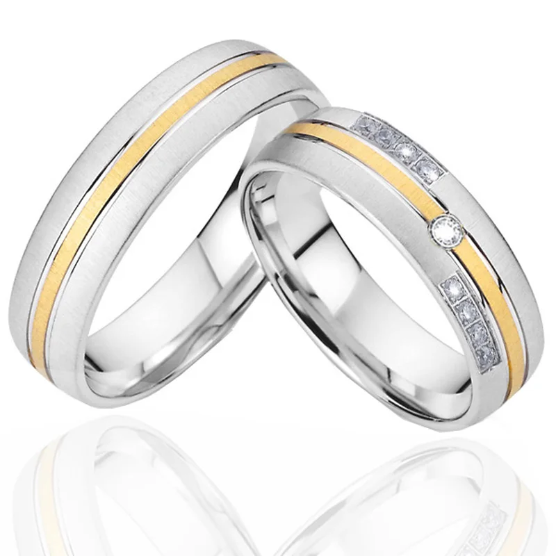 Мужские обручальные кольца пара набор серебро белый золотой цвет anillos mujer женское кольцо Анель homme обручальные кольца для женщин