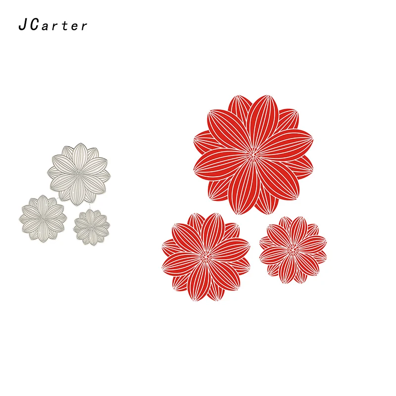 

JC 3pcs Beautiful Flowers Metal Cutting Dies for Scrapbooking DIY Embossing Folder Card Decoration Handmade Album Stencil Crafts