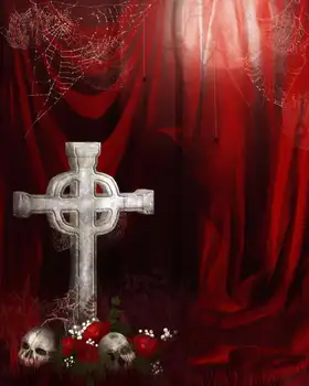 

Tulle Halloween Graveyard Curtain Backgrounds Vinyl cloth High quality Computer printed party backdrop