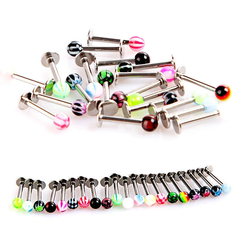 

Multicolored Striped Acrylic Lip Nails 20 - Mixed Stripes Jewelry Body Jewelry for Women