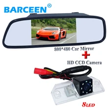 Adapt for Ford-focus sedan black shell 5″ lcd screen car mirror monitor +8 led glass ccd lens car reversing camera on promotion