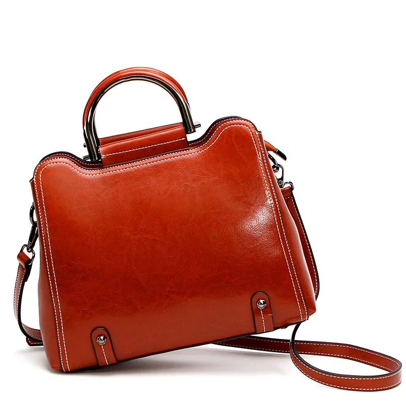 

2019 Women Leather Handbag Fashion Oil Wax Leather Women Bag Famous Brand Designer Women Shoulder Bag Genuine Leather Crossbody