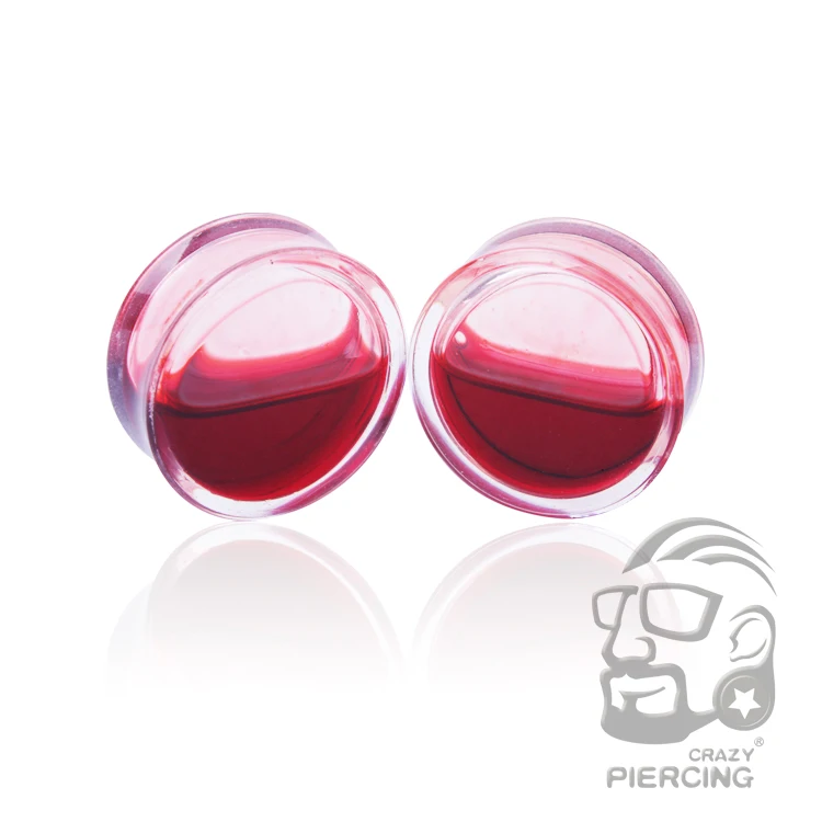 mix order wholesale Blood Tunnels Plugs Ear Acrylic Liquid Globe