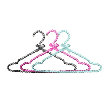 

10 Pcs Colorful Fancy Pearl Bow-knot Clothes Hanger with Notches, Non Slip Plastic Wedding Dress Sun-top Hanger for Lady Girl