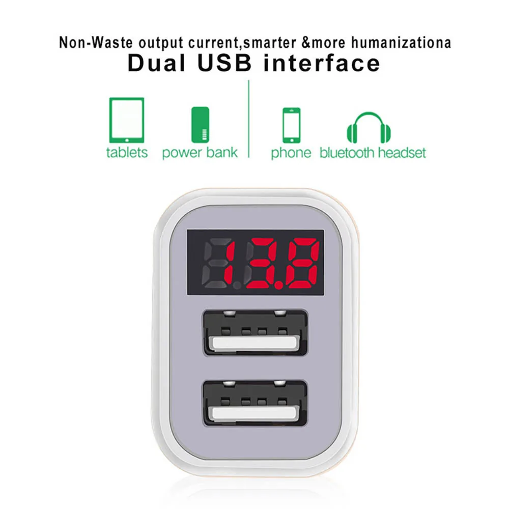 KISSCASE портативный универсальный 2 порта USB Автомобильное зарядное устройство для телефона светодиодный экран для samsung Xiaomi QC зарядка 3,0 зарядное устройство для iPhone huawei