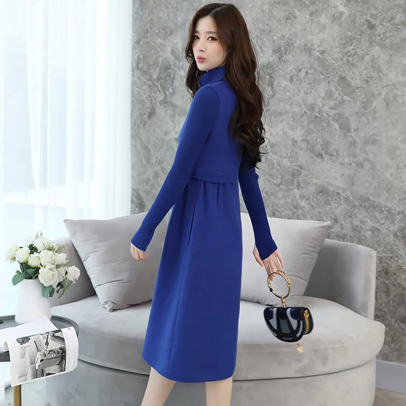 À Hiver Mode Nouvelle Bas Femelle Laine Hauts Femmes Robe Lâche royal dark cou gray Black 2018 Longues Haute Dames Manches Blue Grade Green Automne De Cw256 fwXq7dY7
