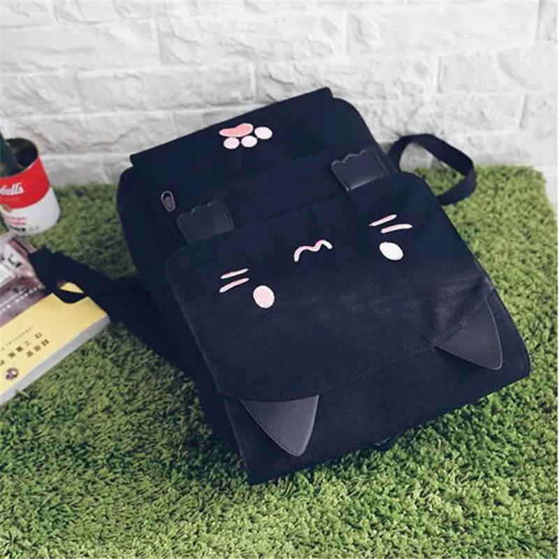 Mochila con estampado de gato de dibujos animados estilo Harajuku Mochila para estudiantes de escuela secundaria Mochila de lona para mujer Mochila para niñas Mochila Mochila con estampado de gato de dibujos animados estilo Harajuku Mochila para estudiantes de escuela secundaria Mochila de lona para mujer Mochila para niñas Mochila
