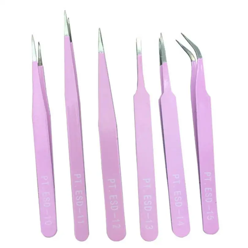 Beauty 6pcs Eyebrow Tweezer Precision Tweezer Set Stainless Steel