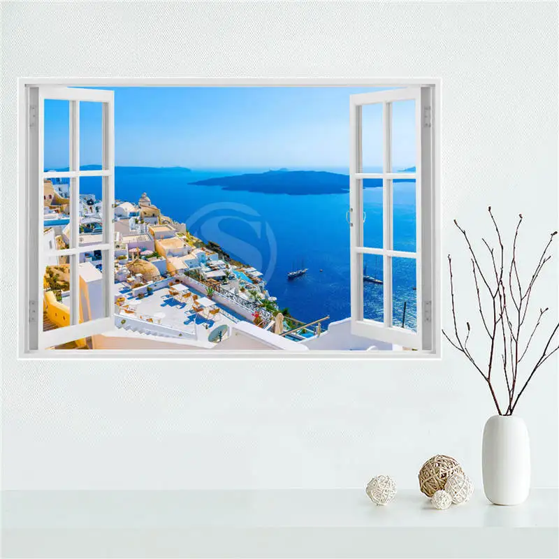 Y530L10 пользовательские Санторини; море в Греции мнением Холст Картина настенный Шелковый плакат ткань печати DIY ткань плакат F#6