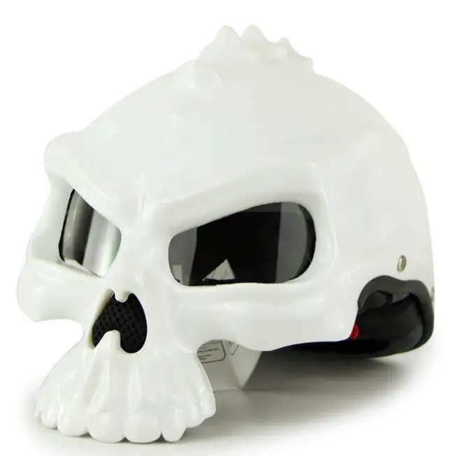

Personality ABS Anti-fall Motorcycle Skull Half Helmet Elf Helmet Bubble Mirror Double Face Convertible For Unisex size M-XXL