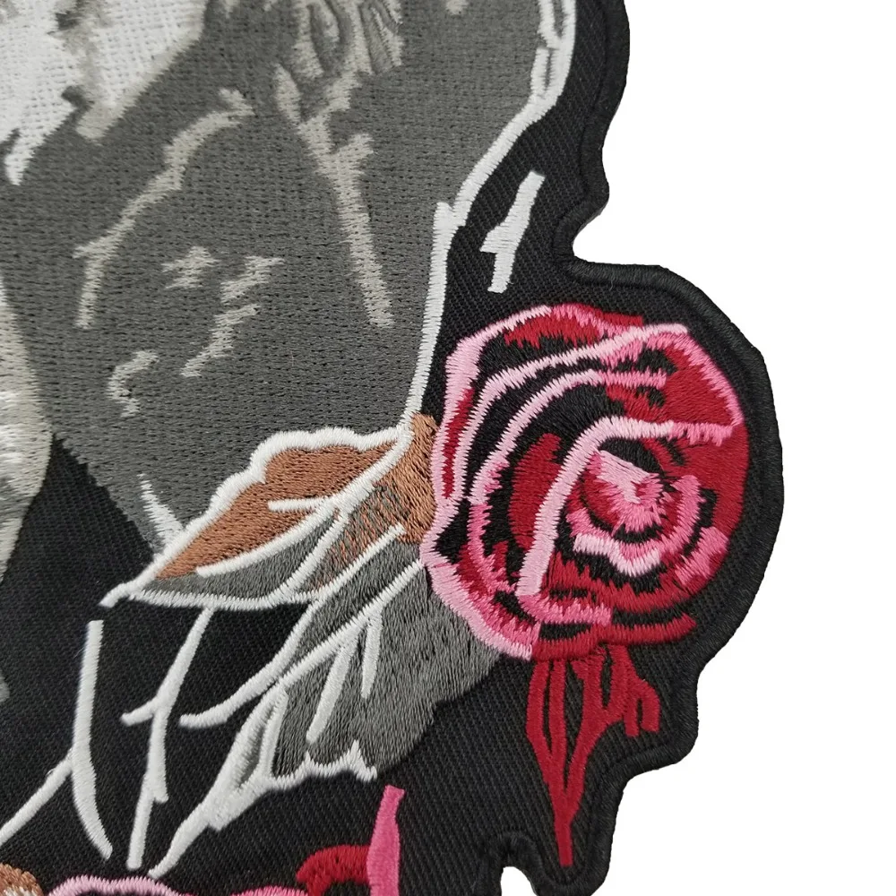 G17918-1 (3)ROSE SKULL EMBROIDERY PATCH