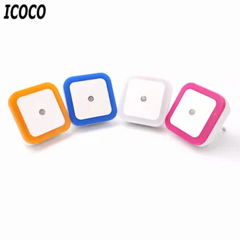 

ICOCO EU/US Plug LED Induction Lamp Square Shape Wall Light Night Light Automatic Switch Light Sensor Bedroom Household Supply