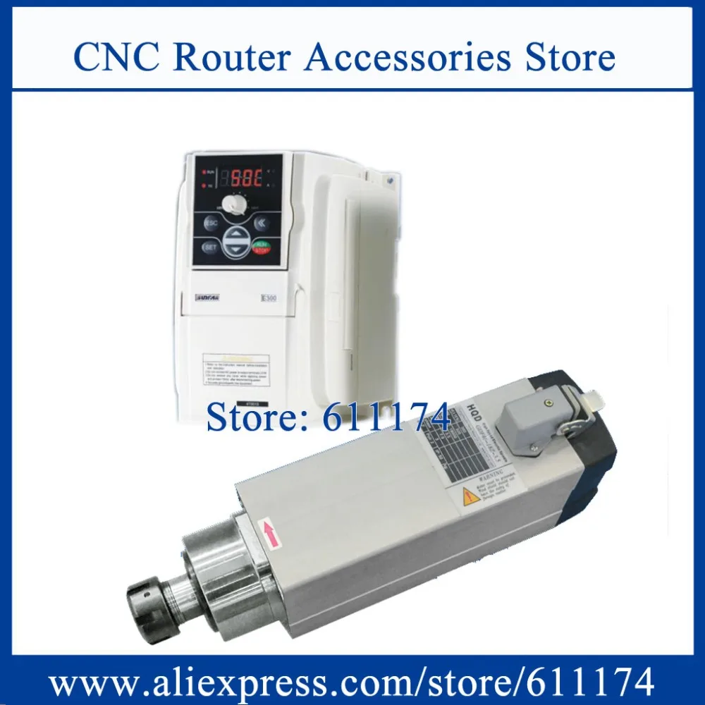 

HQD GDF46-18Z/3.5 air cooled spindle motor 3.5KW 4 bearing 18000rpm ER25 AC220V + 3.7Kw AC220V Frequency VFD Inverter