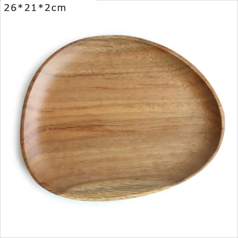 wooden plate Round Dinner Plate Beef Steak Fruit Snacks Tray Tea Tray restaurant plates Wood Plates Food Storage Tray - Цвет: 26x21