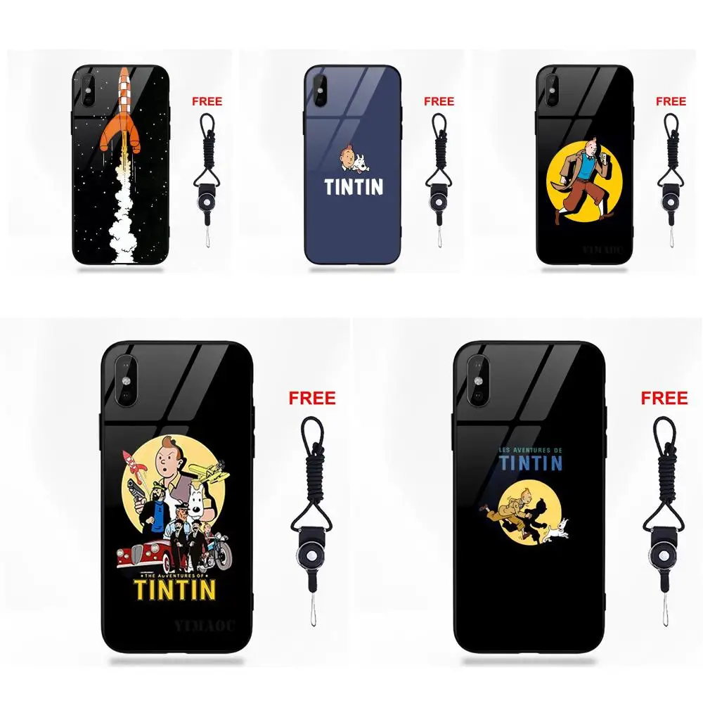 Vvcqod For Apple iPhone X XS Max XR 5 5C 5S SE 6 6S 7 8 Plus Soft TPU Frame+Tempered Glass Capa Cover The Adventures Of Tintin | Мобильные