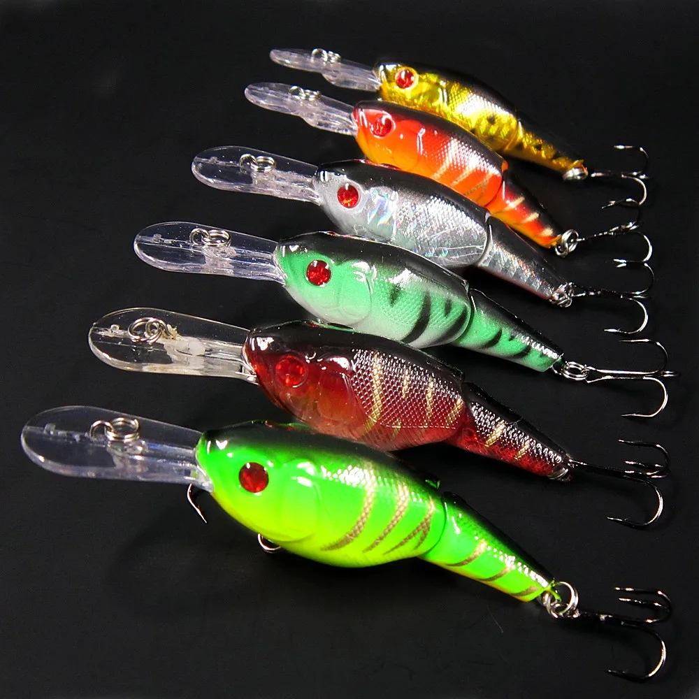 6pcs fishing lure wobbler crankbait minnow 9cm/10 2 segment fish trout
