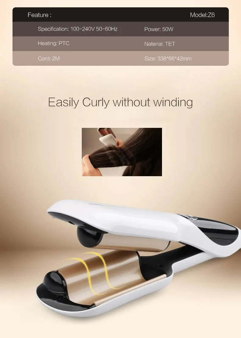 USHOW Z6 Электрический бигуди для укладки инструмент ЖК-дисплей Дисплей керлинг 120-200 по Цельсию Керамика Плойка для завивки волос