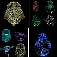 High Quality New Christmas Gifts Star War Star Trek Atmosphere 3D Lamp Boys & Girls Bedroom LED RGB Touch Illusion Night Light