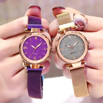 

2019 Luxury Women Watches Ladies Magnetic Starry Sky Clock Fashion Full Star Diamond Female Quartz Wristwatches Relogio Feminino
