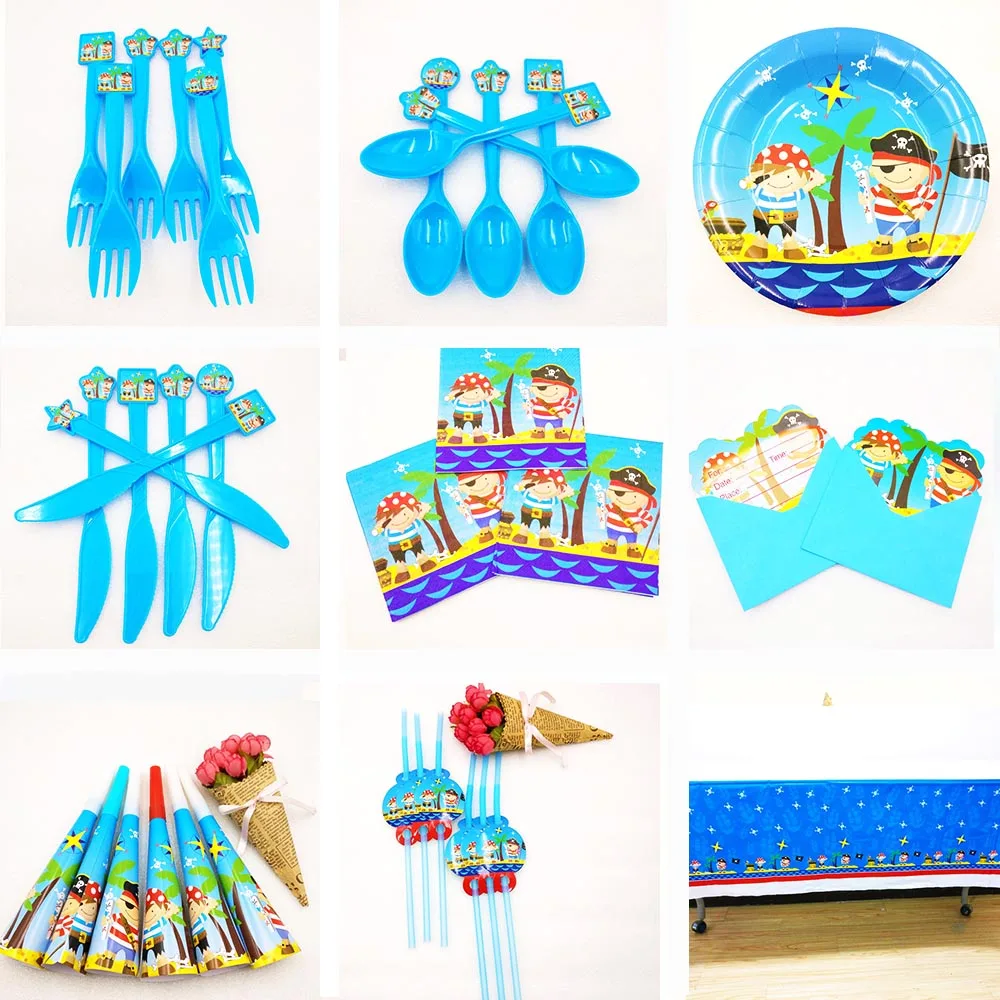 

Disney Pirate cups plates straws baby pirate Kids Birthday Party Decoration Set Party Supplies Baby shower wedding Pack Disney
