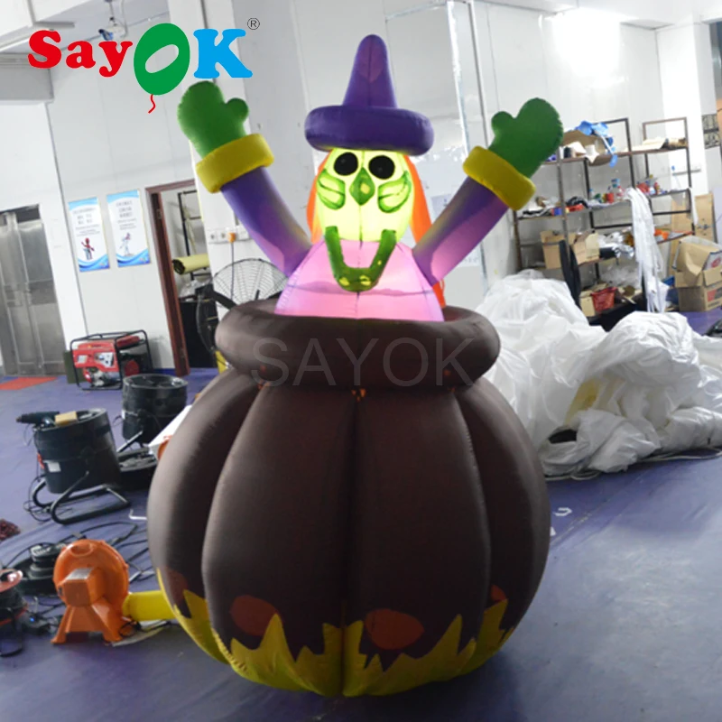 Us 422 0 6 56ft Inflatable Halloween Decoration Inflatable Ghost Witch With Led Lights Auto Up And Down Movable Decoration In Party Diy Decorations