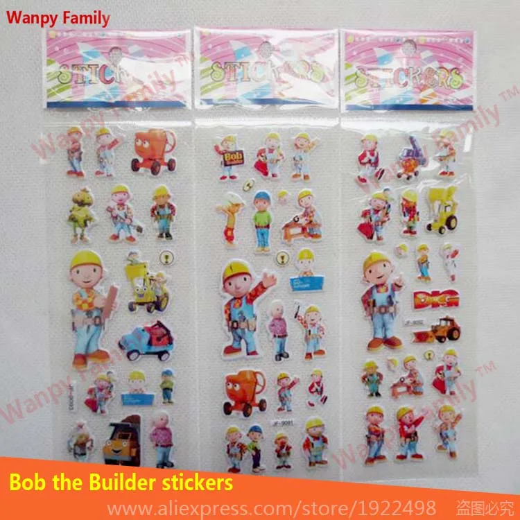 

6 Pcs/Set Bob the Builder wall stickers Construction engineer characters DIY Mini Stickers for Children's preschool toy sticker