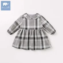 DB8982 dave bella/осеннее модное платье в клетку для маленьких девочек детское праздничное платье на день рождения одежда для малышей
