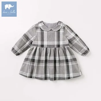 

DB8982 dave bella autumn infant baby girl's fashion plaid dress kids birthday party dress toddler children clothes