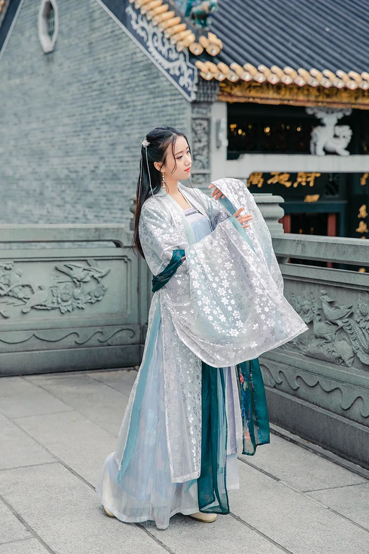 Moonrise Changge-красивое женское платье Hanfu Ruqun в китайском традиционном стиле, винтажное Пышное Платье, комплект из 5 предметов, сказочное платье Kei