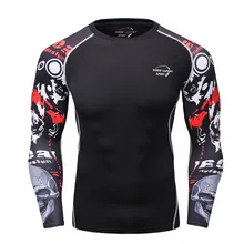 Men Sportswear Sport Suits long sleeved T shirt Fitness Rasgard Yoga Clothes Rashgard with Digital Print