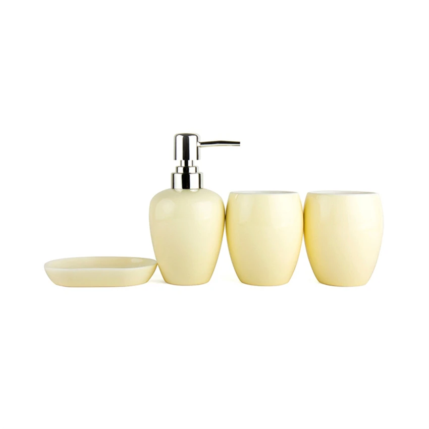 В скандинавском стиле глазурованные керамические аксессуары для ванной набор из 4 предметов набор для отеля комплекты для ванной комнаты Набор для мытья - Цвет: Creamy