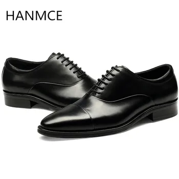 

New mens gneuine leather dress shoes fashion patchwork design wedding shoes men oxfords pointed toe lace up office work shoes